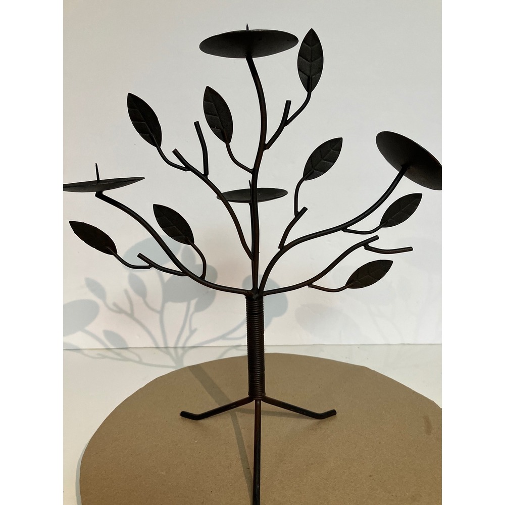 Unbranded Tree Candelabra Home Decor Brown Excellent Wrought Iron Leaf 4-Light